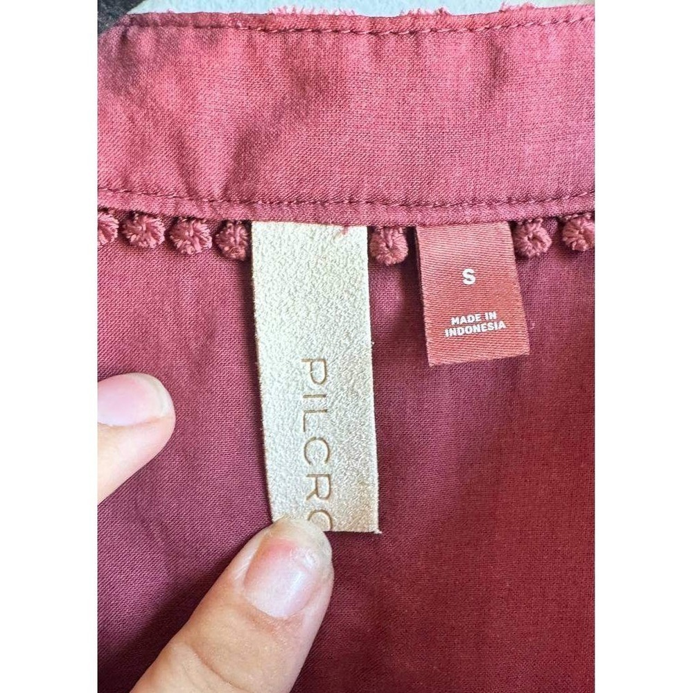 Pilcro Anthropologie Cotton Embroidered Blouse S Boho Cottagecore Euro Summer - Picture 2 of 6